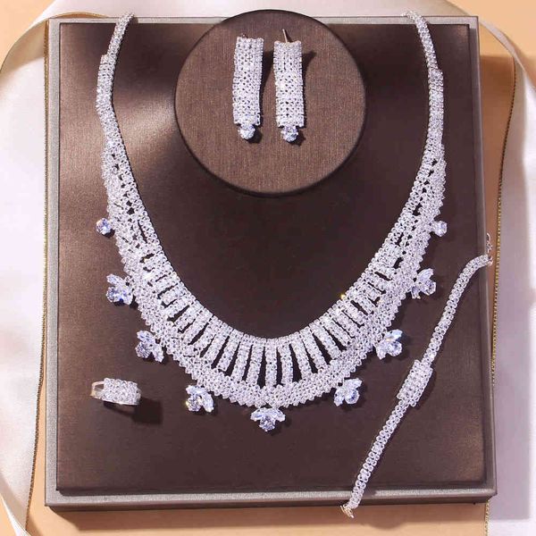

jewelry set bride necklace set luxury jewelry micro zircon, Slivery;golden