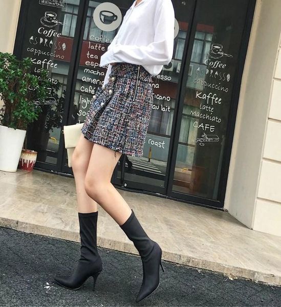 

skirts women pearls weave mini skirt vintage faldas mujer side zipper european style fashion streetwear chic, Black