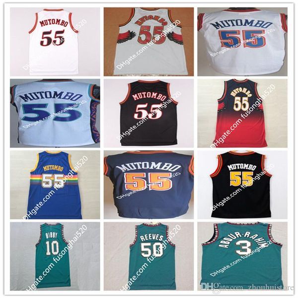 

fast shipping #10 mike bibby #50 bryant reeves #3 shareef double 55 dikembe mutombo stitched mesh vintage basketball jersey quality, Black;red