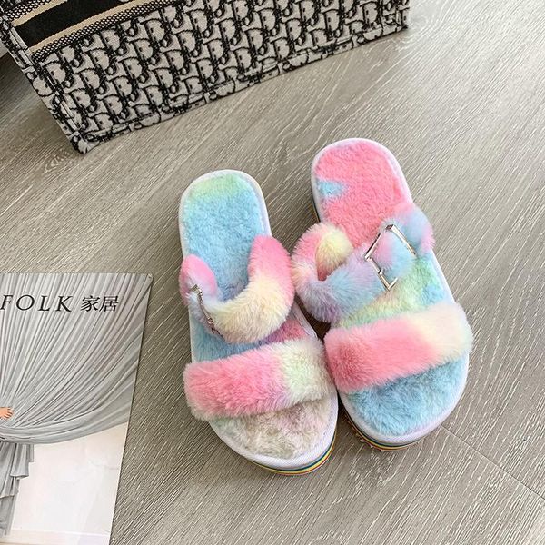 

new color fashion plush ladies slippers, Black