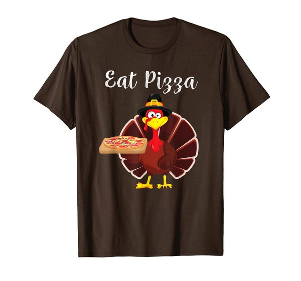 

turkey eat pizza funny thanksgiving xmas t-shirt, White;black