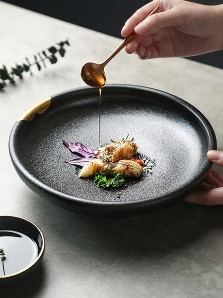 

dishes & plates ceramic plate creative home dish high foot set western commercial restaurant steak