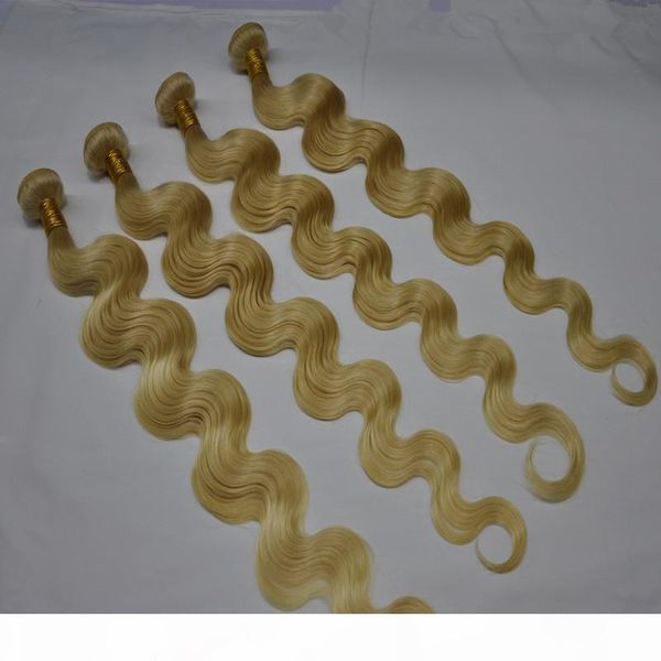 

dhl fedex color 613 hair bundles human hair weave bleached blonde body wave brazilian virgin blonde hair weft, Black