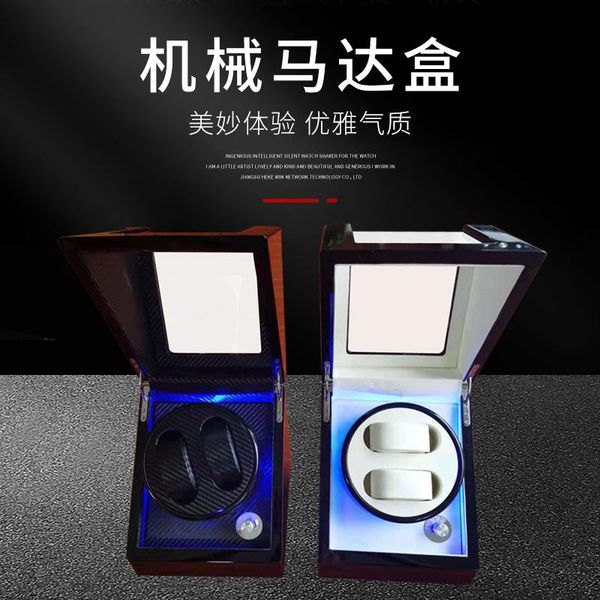 

watch boxes & cases hanical automatic shaker paint baking wooden box motor electric upper chain rotating, Black;blue