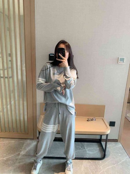 

6293 snake tb suit four bar striped sweater + wool harlan leggings pants casual pants, Gray