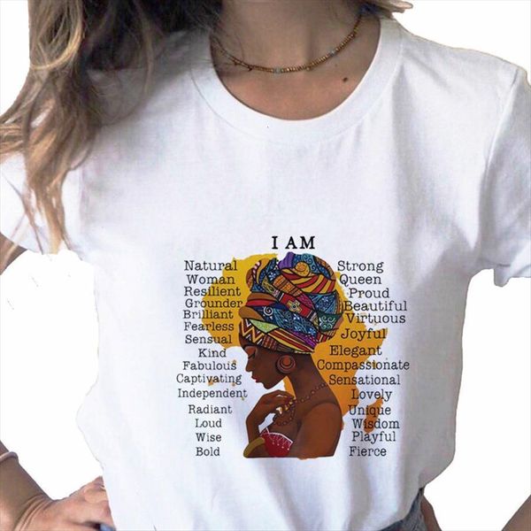 

i am melanin queen graphic women tees print casual basis o collar white short sleeve shirt,drop ship