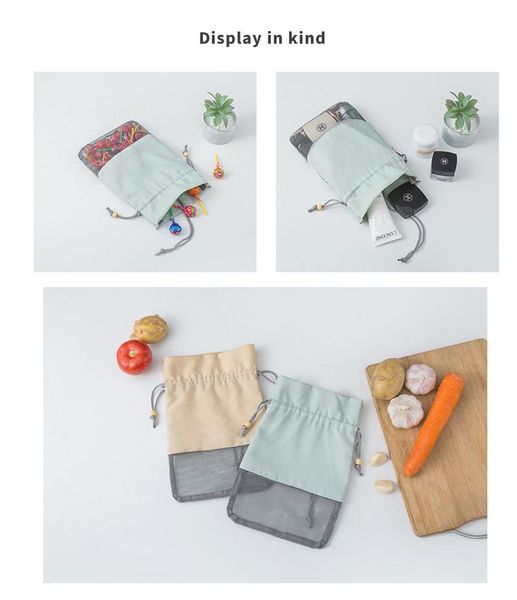 

multifunctional household kitchen hangable storage bag for vegetables and fruits breathable hollow portable mesh bag