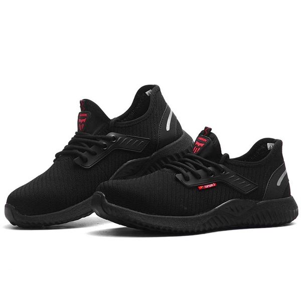 

boots indestructible men safety work shoes with steel toe cap 2021 puncture-proof lightweight breathable sneakers dropship, Black