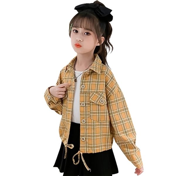

blouses for girls plaid pattern shirts casual children's spring autumn school uniform 210528, White;black