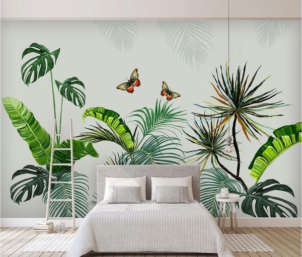 

wallpapers ainyoousem hand painted rainforest plant landscape background wall papier peint papel de parede wallpaper 3d stickers