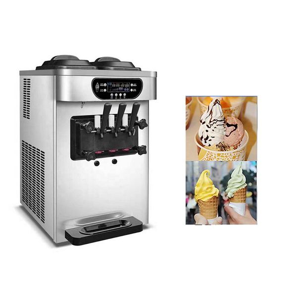 

ice cream making machine 2100w commercial soft 3 flavors snack shop cafe 2+1