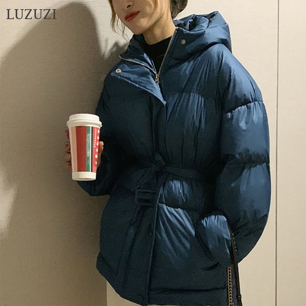 

2021 korean fashion parkas with slashes hooded new winter jacket women warm coat female d6uo, Black