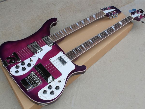

special-shaped double head, four-string electric bass, 12-string multi-string electric guitar, one purple body