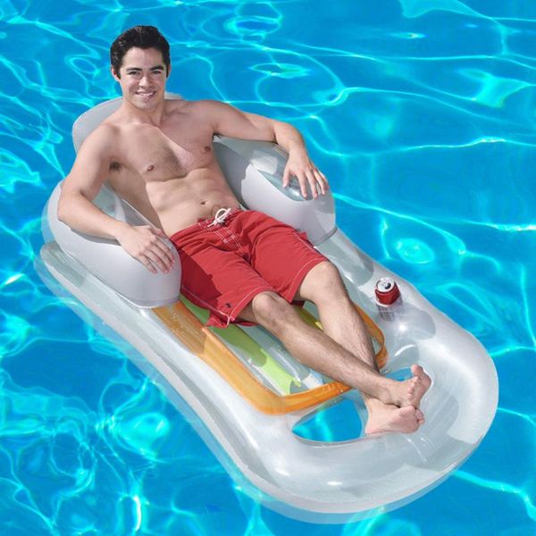 

inflatable floats & tubes floating row beach swimming air cushion pool bed chair with armrest backrest water sports party