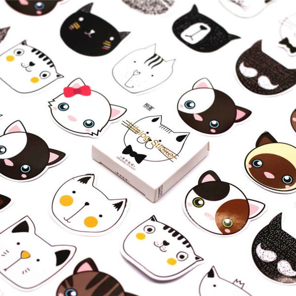 

5pieces/lot (45pcs/box) big head cat stickers pack kawaii planner scrapbooking sticky stationery escolar school supplies2017