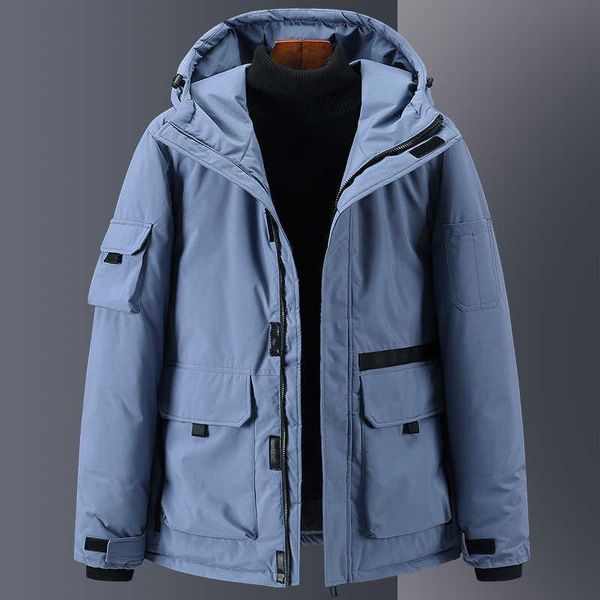 

off season down jacket men's winter new thickened leisure canadian style outdoor work clothes couple fashion youth blue, Black