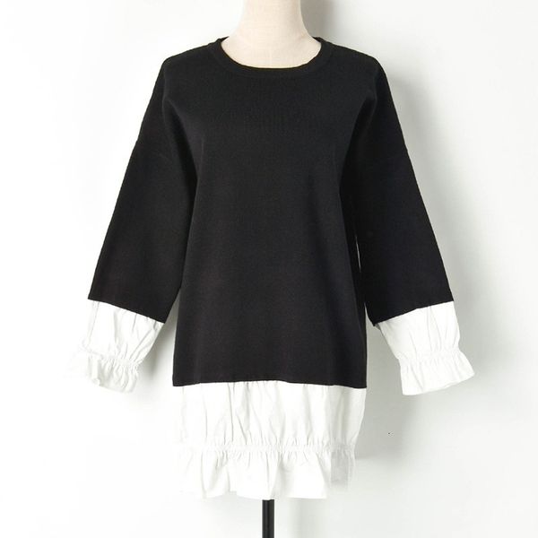 

autumn black white springtime slices cuff women's shirts sleeve pull femme pullover outerwear t90822 zp46, White;black