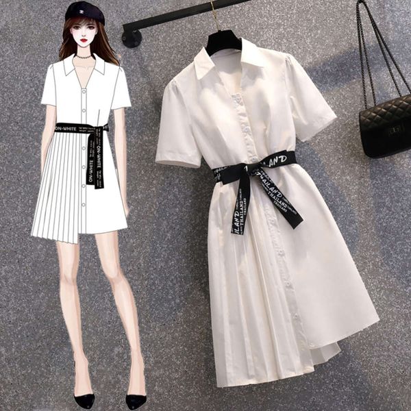 

large size women's spring and summer 2021 new fat mm french hip covering skirt shows thin foreign style a-shirt dress, Black;gray