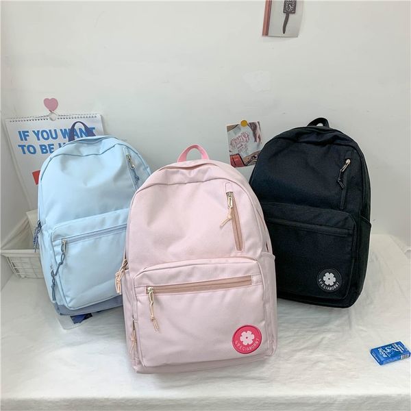 

fashion women's backpack solid color anti-theft school bag for girls large capacity oxford waterproof travel backbags scoolbags
