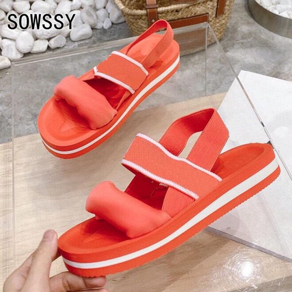 

sandals 2021 wommer flat women's stretch fabric design one strap casual platform comfortable fashion beach sandalias, Black
