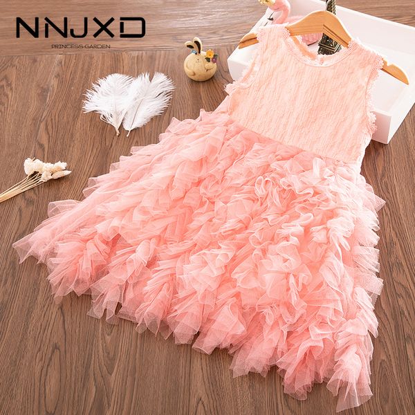 Vestiti delle ragazze del bambino Little Princess Lace Fluffy Cake Tutu Dress Abiti estivi Bambini Compleanno Costume rosa Vestido Infantil 210303