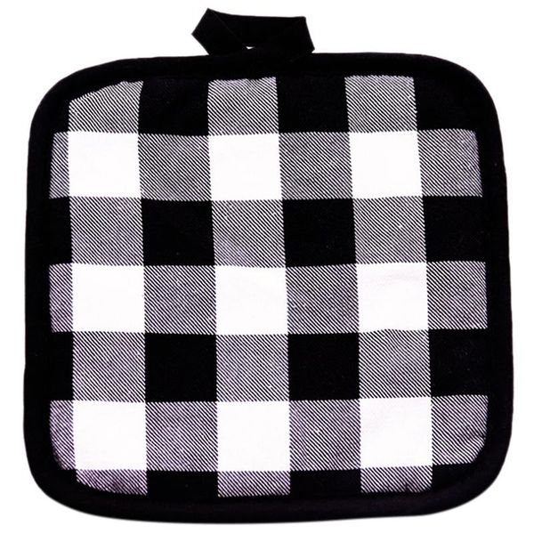

placemat cotton plaid fabric square thick heat insulation household anti-scalding dining table pot mat, 6pcs