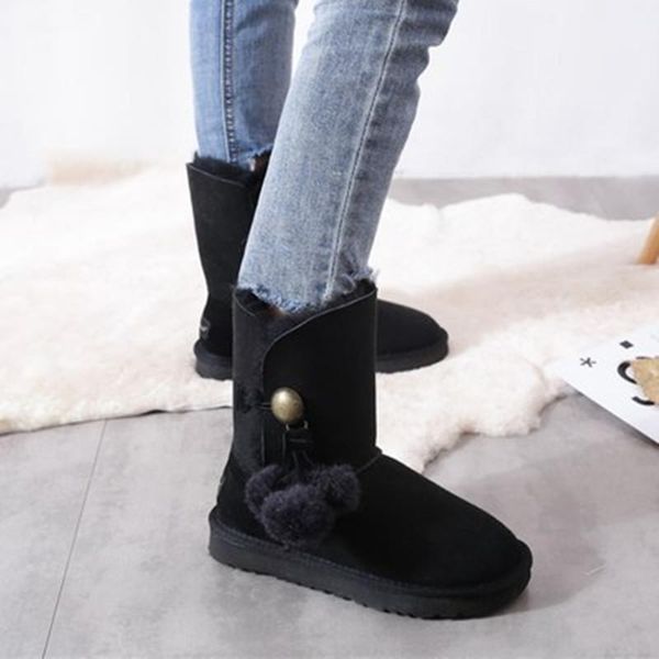 

boots jayx shoes women real wool 2021 genuine sheepskin woman snow botas mujer winter women's natural fur, Black