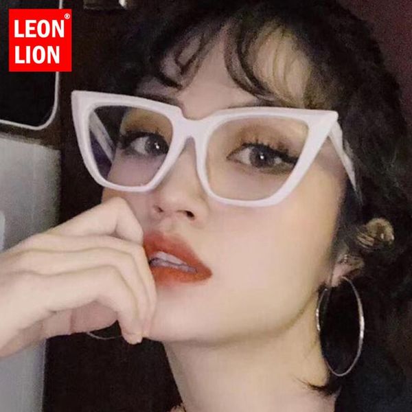 

fashion sunglasses frames leonlion retro cat eye glasses frame flat mirror women's eyeglasses brand designer anti-blue light feminino, Black
