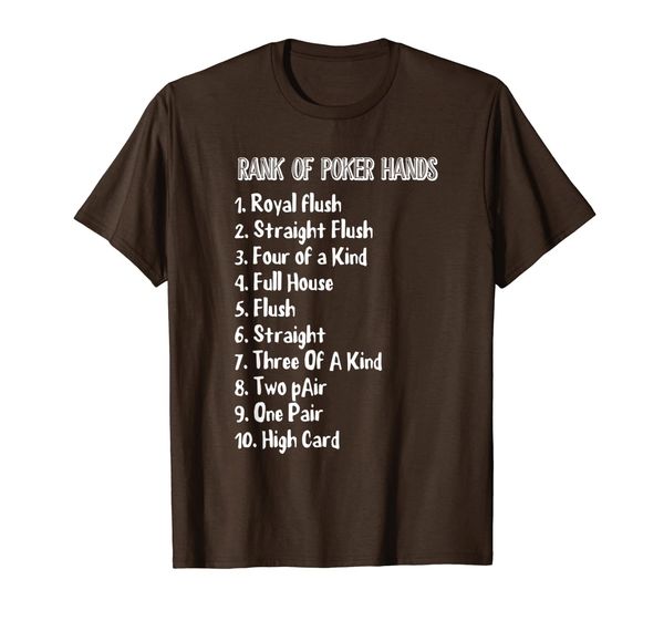

rank of poker hands funny poker tshirt, White;black