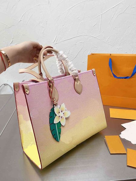 

louis vutton bagbags red summer v brand luxury high-quality shopping bag flower design large-capacity fashion handbagf bag