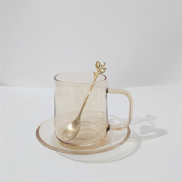 

mugs beautiful glass cup tea mug with saucer europe 180ml 300ml transparent coffee and set home cafe party drinkware gift