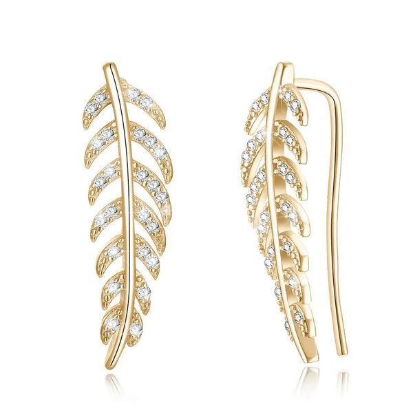 

trendy 925 silver inlay zircon crystal elegant leaf earring jewelry for women - 1#