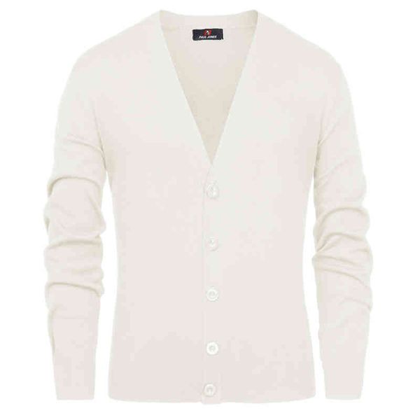 

men sweater stylish long sve v-neck button-placket knitting coat fashion pure color warm open stitch knitwear cardigan, Black;white
