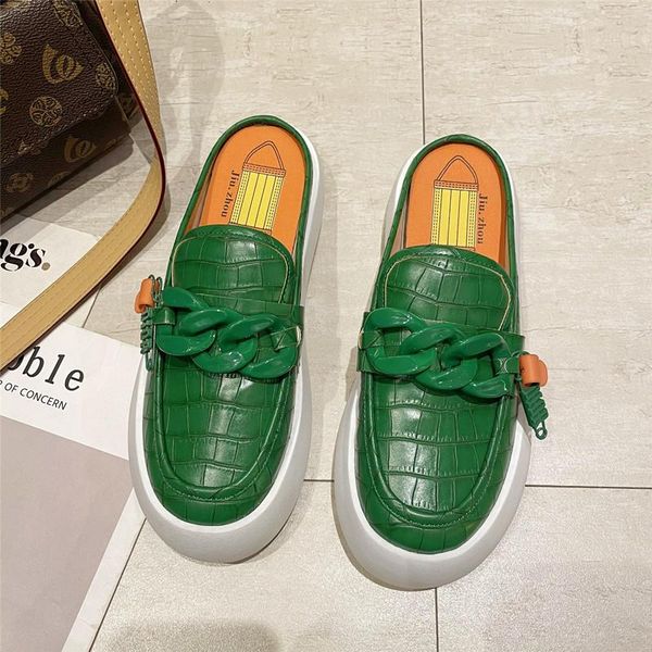 

slippers women's sandals botou mueller shoes summer thick soles fashion leather flip flops women sneaker, Black