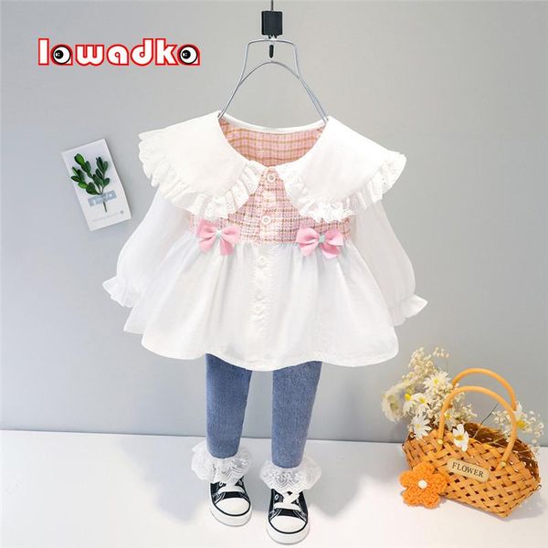 

clothing sets lawadka baby girl clothes set cotton lace dress and denim pants 2pcs outfit tracksuit spring autumn fashion costumes for babie, White