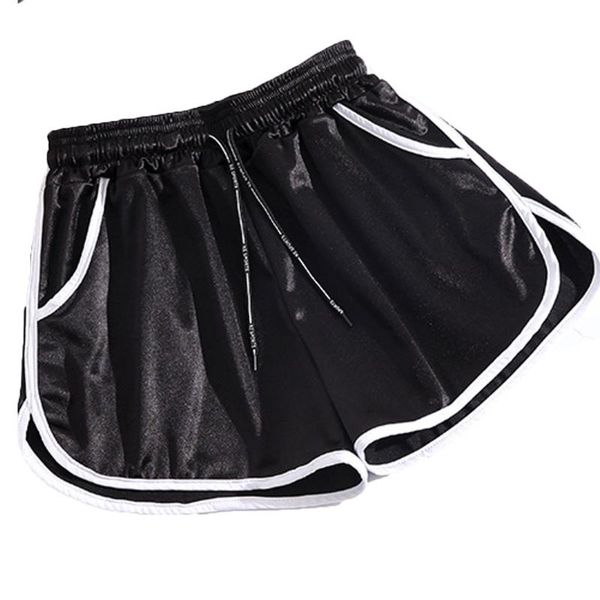 

plus size women home shorts comfy drawstring splice elastic high waist pocketed sport shorts lady summer casual loose, White;black