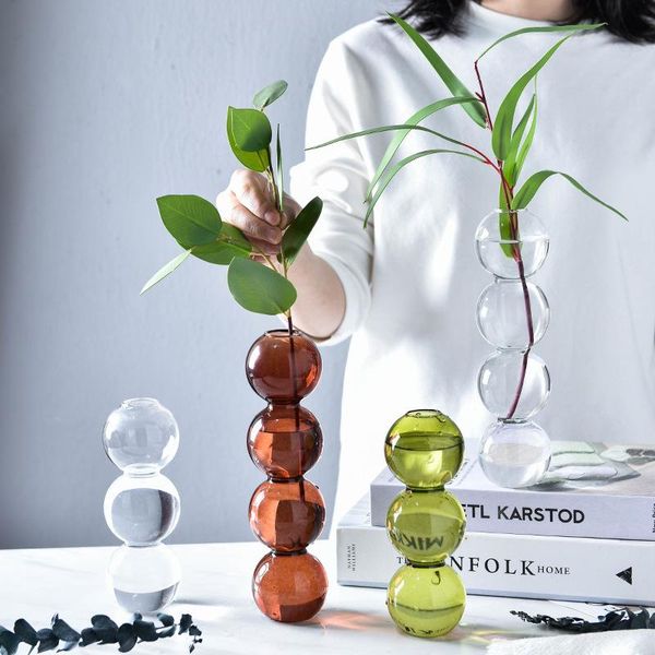 

european creative glass bubble vase flower arrangement hydroponic flowers spherical art flower ornaments vase decoration home