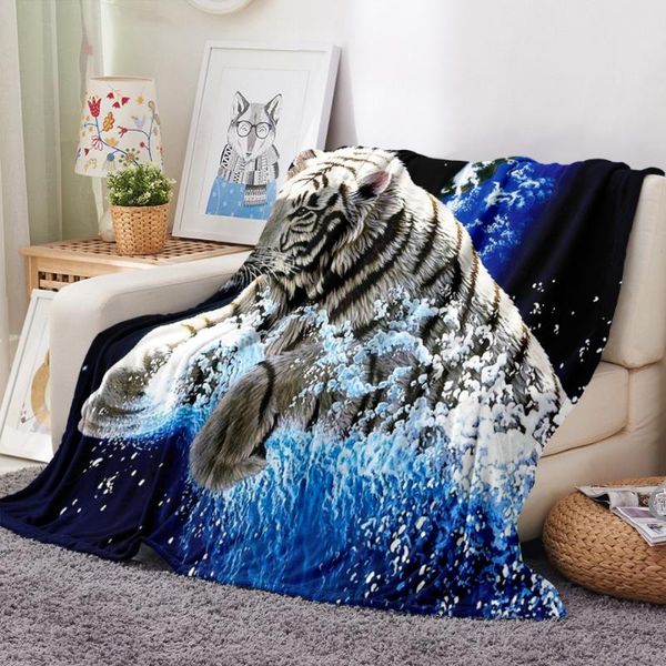 

3d cartoon children warm bed throw blanket newborn blanket tiger lion print animals plush throw sofa flannel