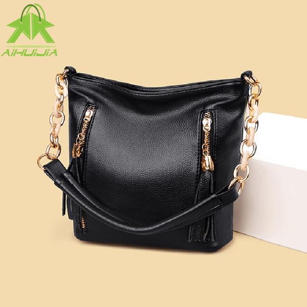 

cross body fashion chain ladies shoulder bag 2021 luxury purses and handbags pu leather tassels woman messenger designer bucket sac