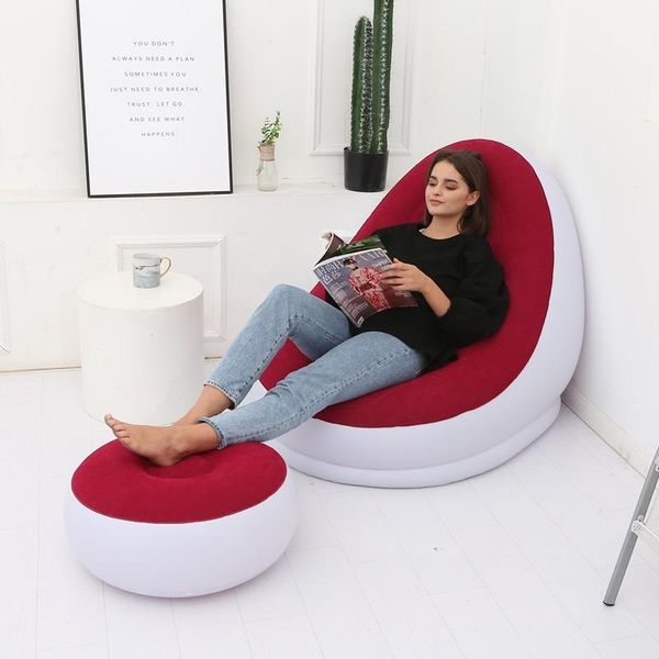 

camp furniture inflatable sofa bed foldable chair thickened with pedals lunch break recliner outdoor camping beach seat for rest relax