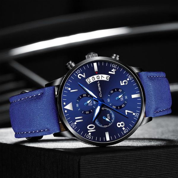 

wristwatches men business watches leather mens quartz wrist watch for man gift date chronograph reloj hombre, Slivery;brown