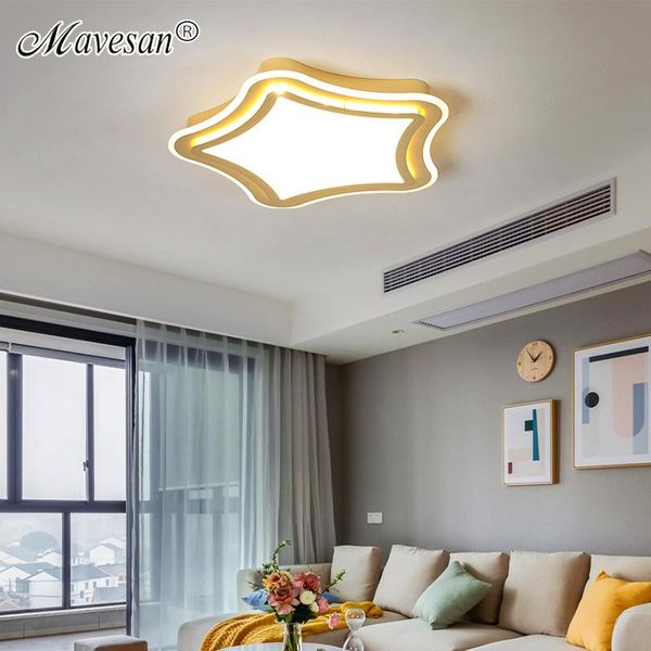 

ceiling lights creative led fixtures with remote control golden stars lamp for kid's room bedroom living ac90-260v