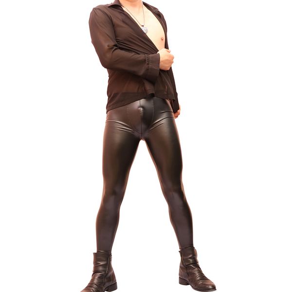 

seductive men tight leather trousers fashion bottom pants imitation latex waterproof belt-body trousers black, Black;red