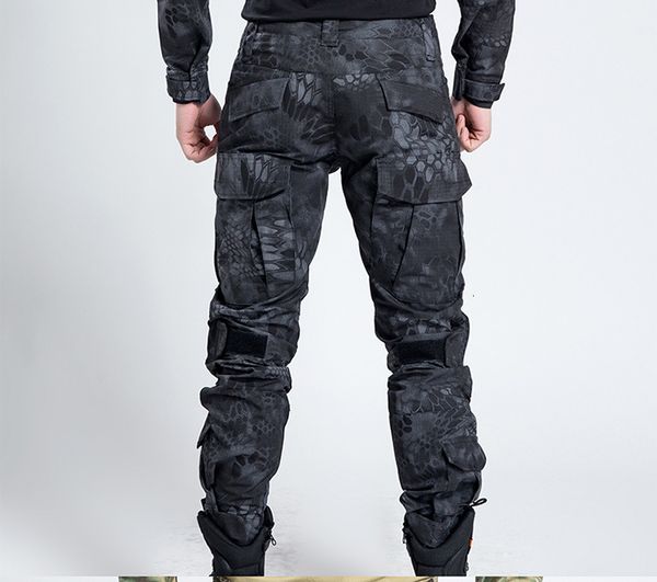 

men's pants military-style tactical camouflage pant fighter for urban army man ripspython train jumpsuit male cargo mwft, Black