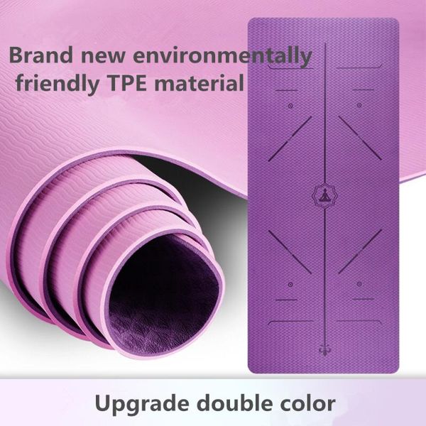 

yoga mats 1830*610*6mm tpe mat double color position line non slip carpet beginner environmental fitness gymnastics