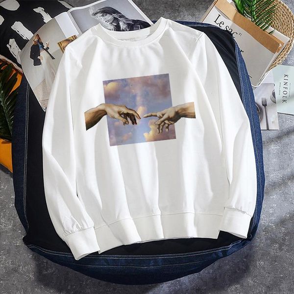 

michelangelo cappella sistina harajuku ulzzang tumblr warm women streetwear winter casual loose hip hop ins art chic sweatshirt, Black