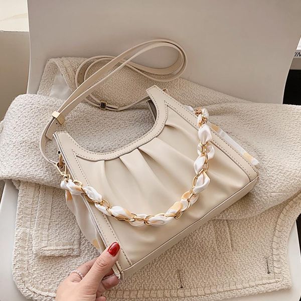 

evening bags small pu leather crossbody shoulder bag designer for women 2021 simple totes trends chain handbags and purses with silk scarf