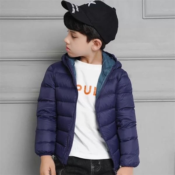 

90% duck down winter jacket boy girl child kid light coat hooded thin warm big boys outerwears 1 2 4 6 8 10 12 14 16 years 211203, Blue;gray