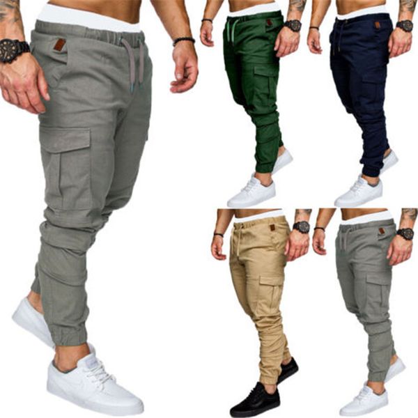 

rmy cargo men new lace-up elastic tail casual camo combat military effects color male long broek 2021, Black