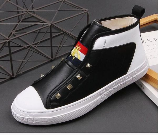 

dress shoes 2021 fashion men's black with white casual round toe platform man trending leisure